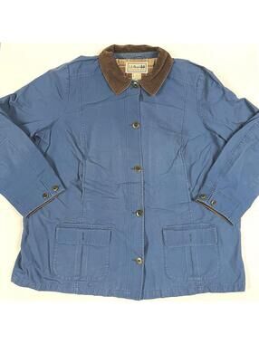 LL Bean Chore Jacket Women's 3X Blue Barn Coat Plaid Lined Outdoors Distressed